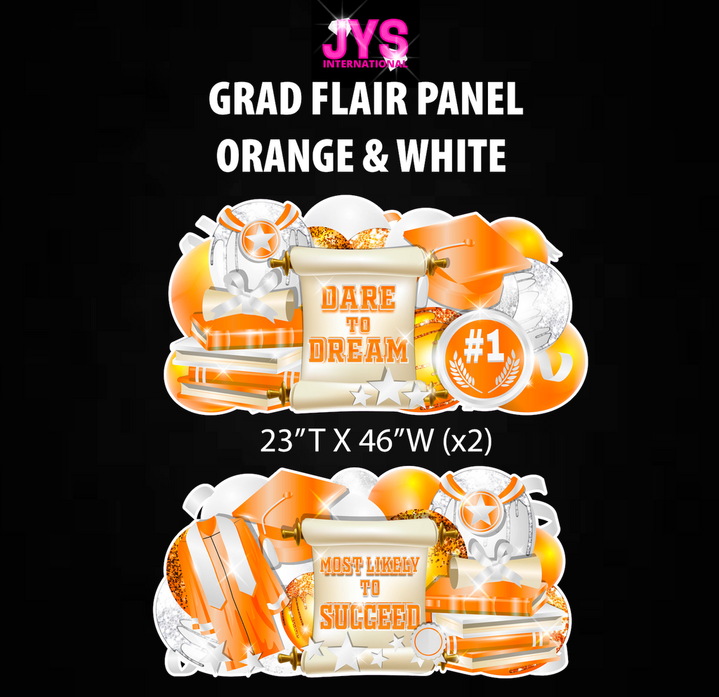 GRAD PANELS: ORANGE & WHITE - Yard Card Signs by JYS International