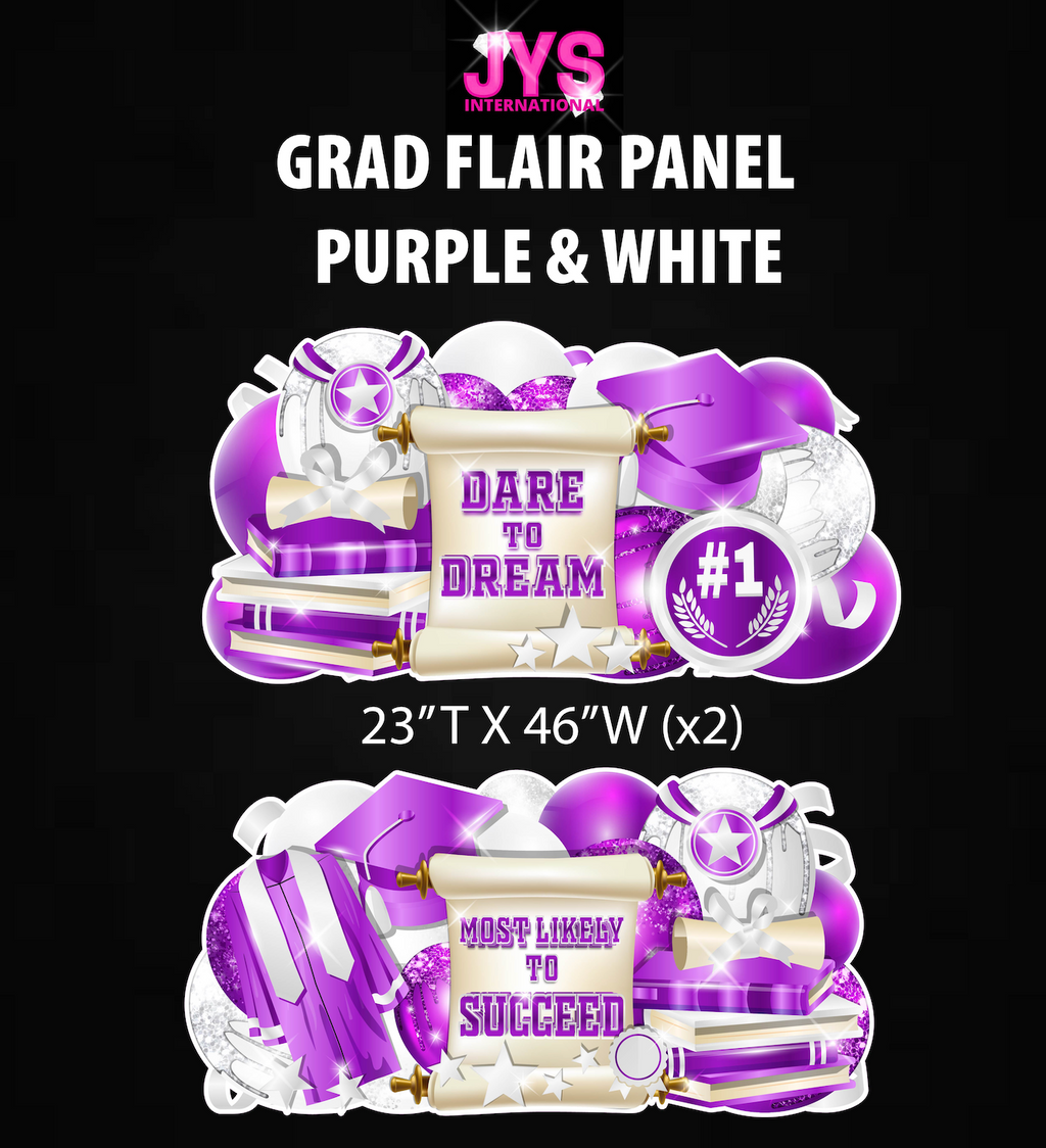 GRAD PANELS: PURPLE & WHITE - Yard Card Signs by JYS International