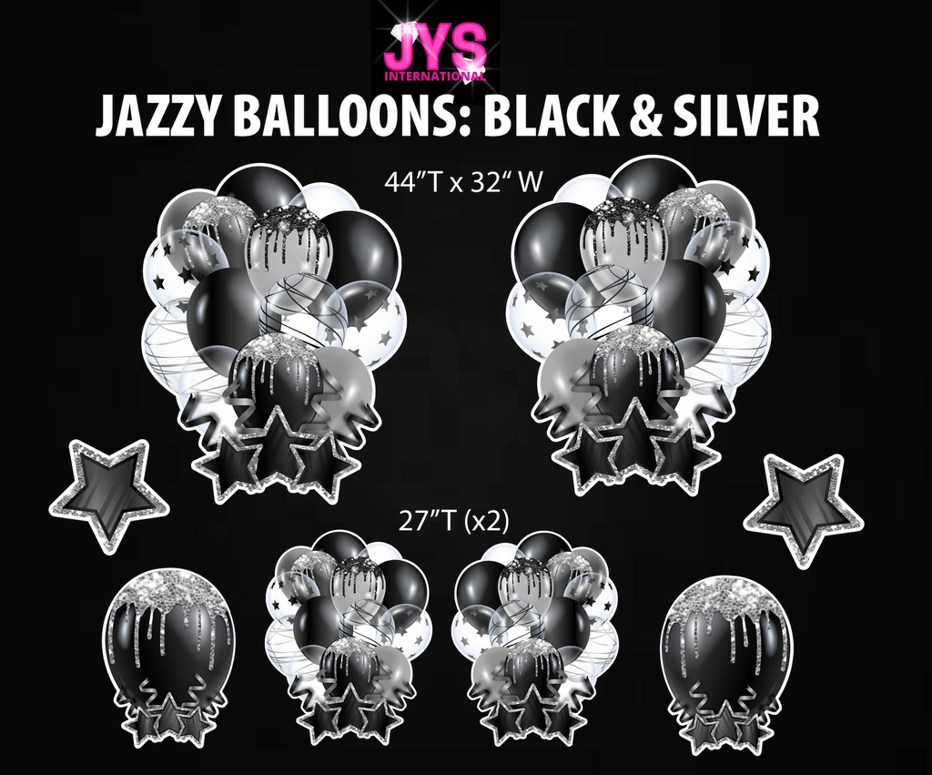 JAZZY BALLOONS: BLACK & SILVER - Yard Card Signs by JYS International