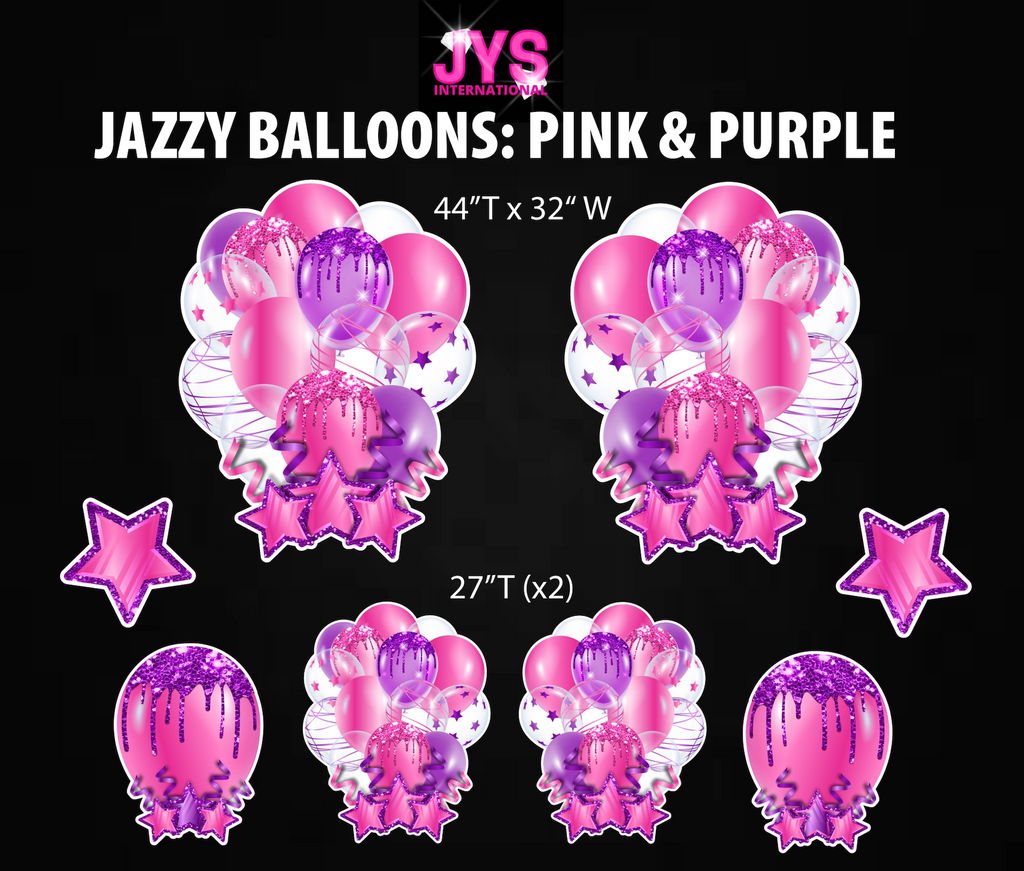 JAZZY BALLOONS: PINK & PURPLE - Yard Card Signs by JYS International