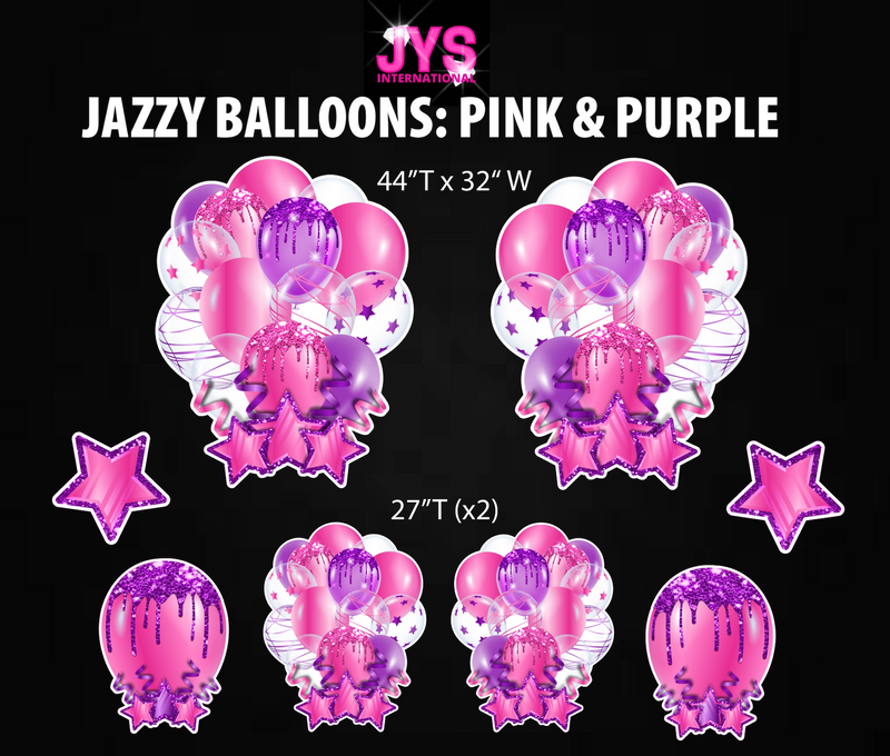 JAZZY BALLOONS: PINK & PURPLE - Yard Card Signs by JYS International