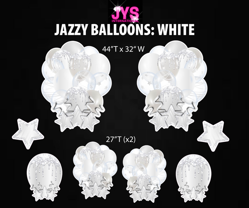 JAZZY BALLOONS: WHITE - Yard Card Signs by JYS International