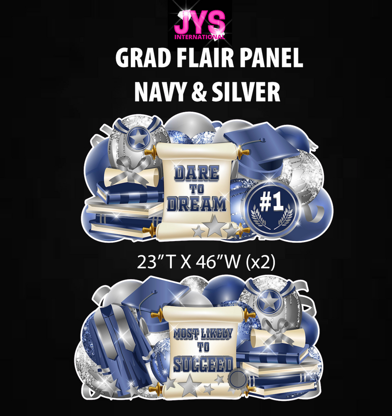 GRAD PANELS: NAVY & SILVER - Yard Card Signs by JYS International