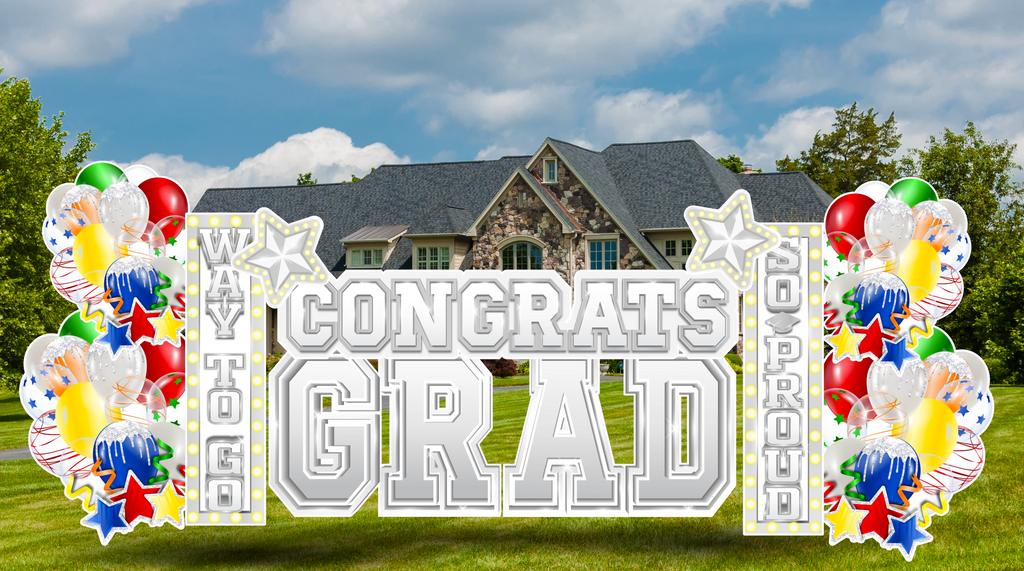 CONGRATS GRAD: WHITE - Yard Card Signs by JYS International