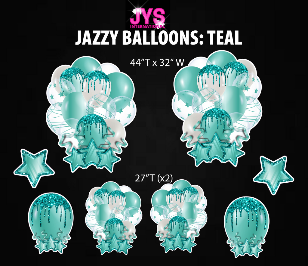 JAZZY BALLOONS: TEAL - Yard Card Signs by JYS International