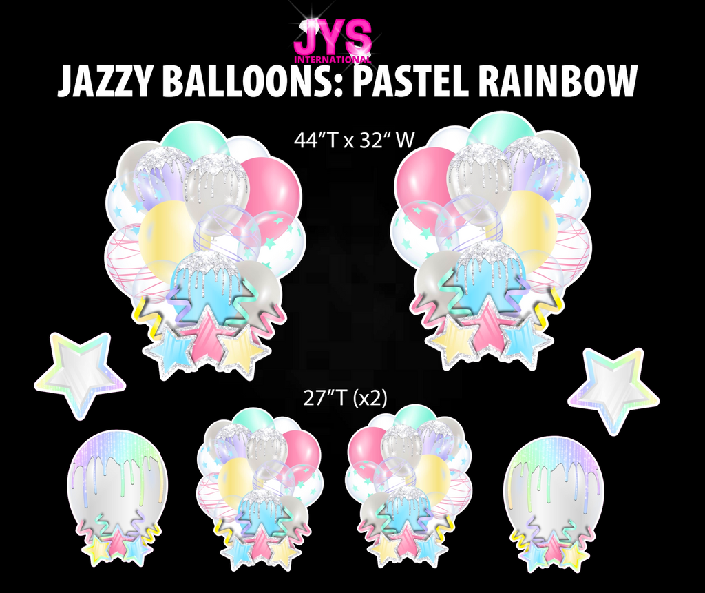 JAZZY BALLOONS: PASTEL RAINBOW - Yard Card Signs by JYS International