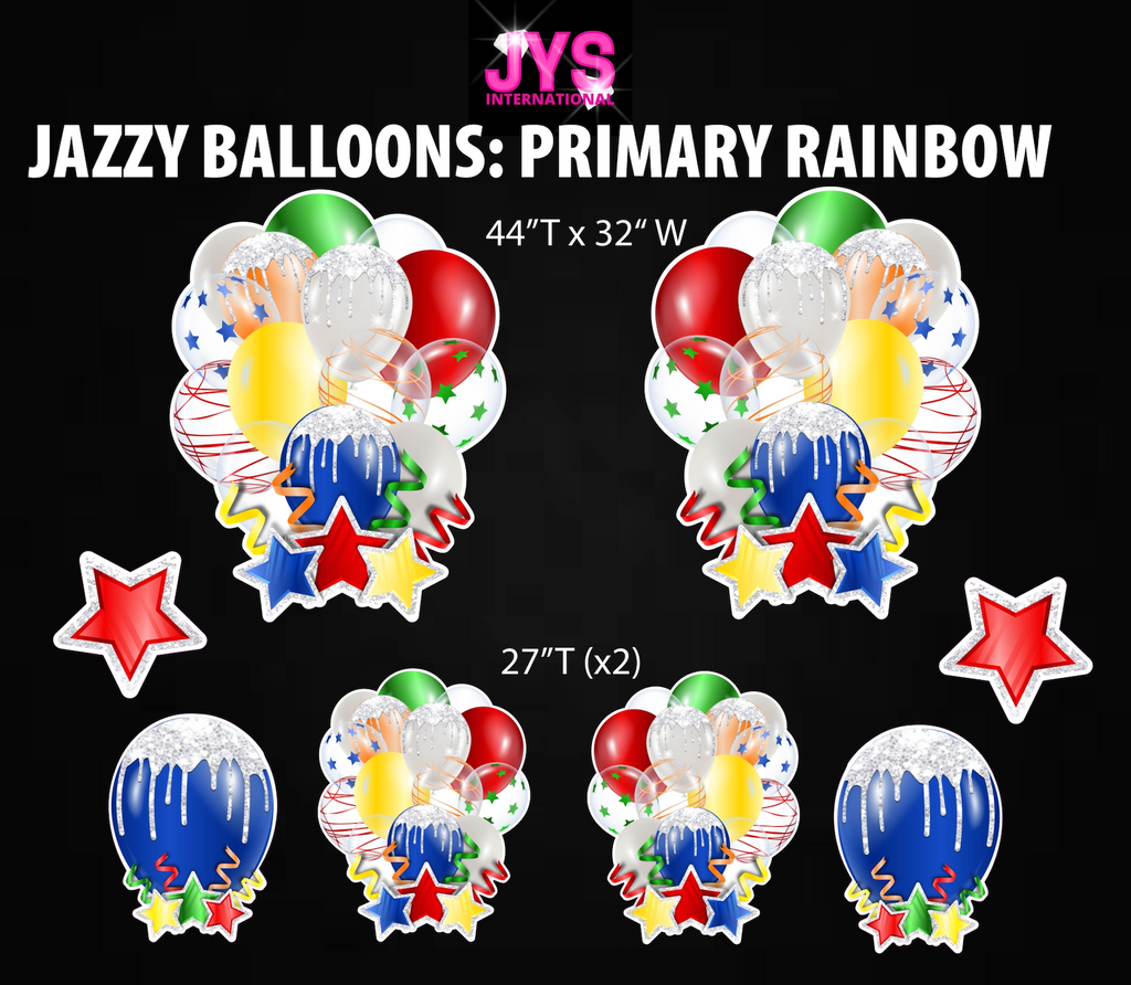 JAZZY BALLOONS: PRIMARY RAINBOW - Yard Card Signs by JYS International