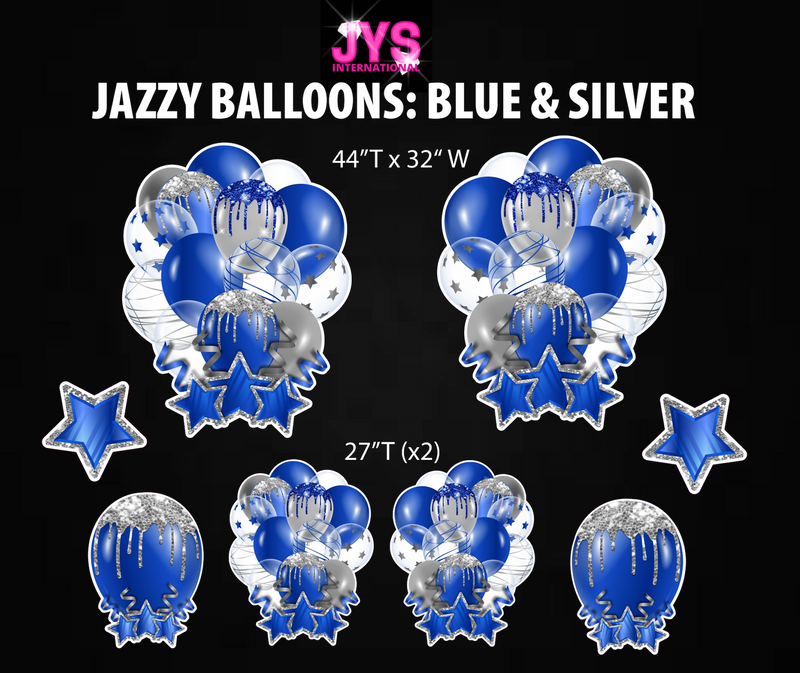 JAZZY BALLOONS: BLUE & SILVER - Yard Card Signs by JYS International