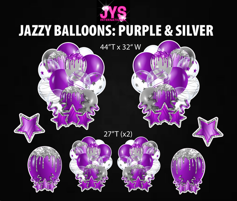 JAZZY BALLOONS: PURPLE & SILVER - Yard Card Signs by JYS International