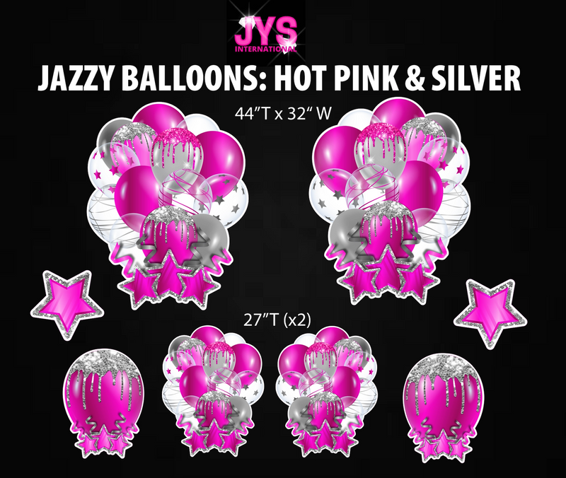 JAZZY BALLOONS: HOT PINK & SILVER - Yard Card Signs by JYS International