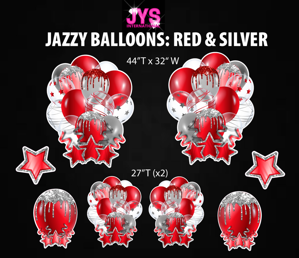 JAZZY BALLOONS: RED & SILVER - Yard Card Signs by JYS International