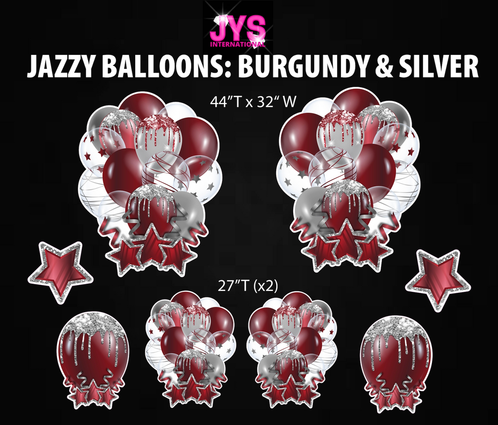 JAZZY BALLOONS: BURGUNDY & SILVER - Yard Card Signs by JYS International