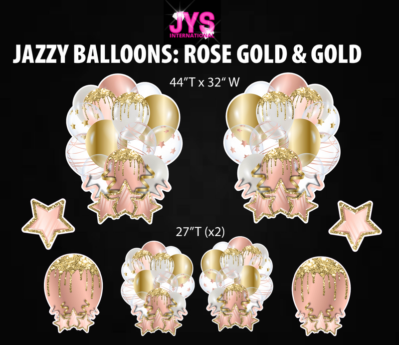 JAZZY BALLOONS: ROSE GOLD & GOLD - Yard Card Signs by JYS International