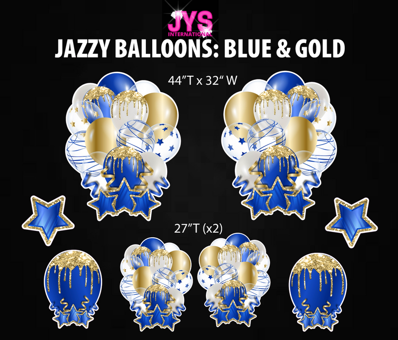 JAZZY BALLOONS: BLUE & GOLD - Yard Card Signs by JYS International