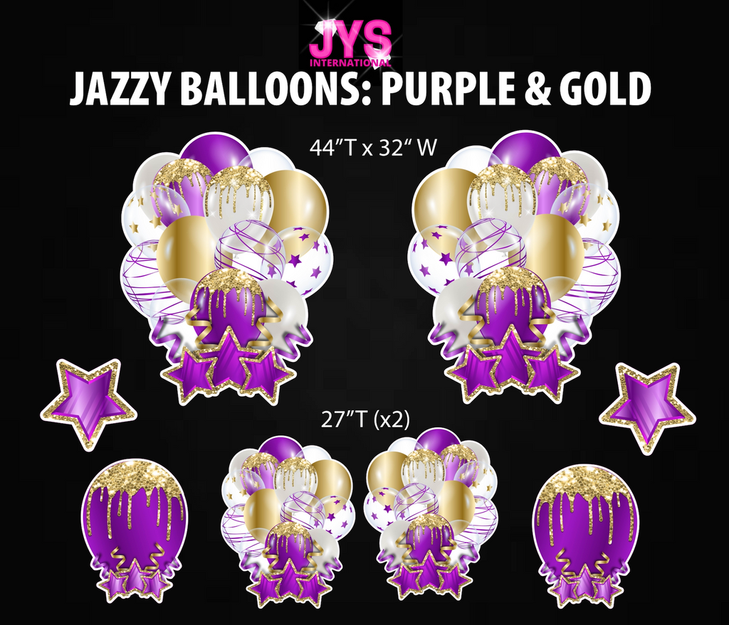 JAZZY BALLOONS: PURPLE & GOLD - Yard Card Signs by JYS International