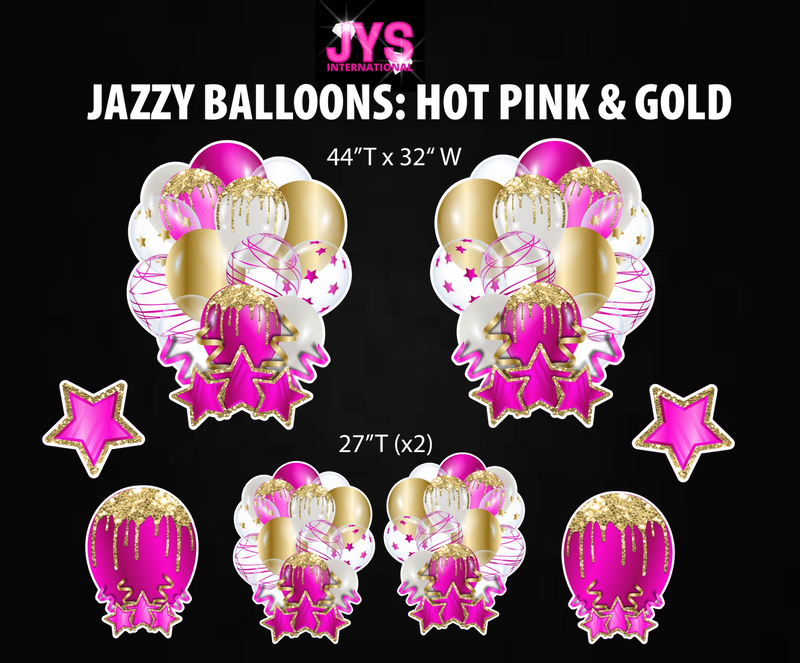 JAZZY BALLOONS: HOT PINK & GOLD - Yard Card Signs by JYS International