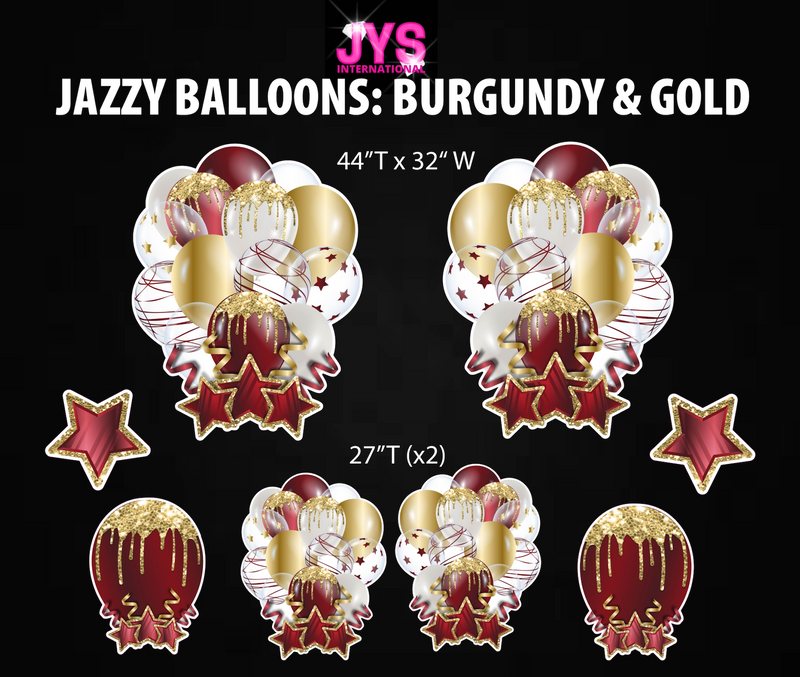 JAZZY BALLOONS: BURGUNDY & GOLD - Yard Card Signs by JYS International