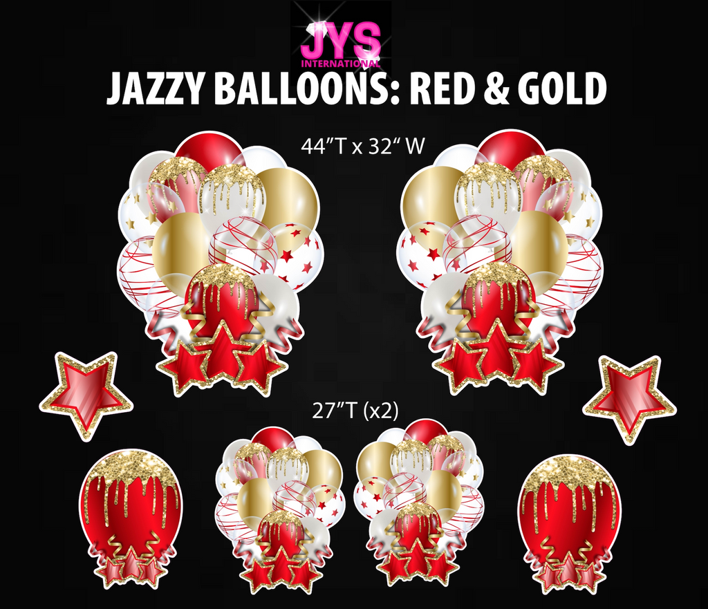 JAZZY BALLOONS: RED & GOLD - Yard Card Signs by JYS International