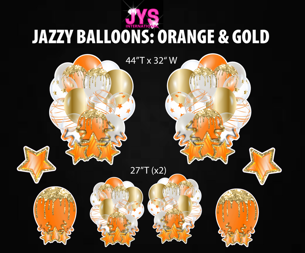 JAZZY BALLOONS: ORANGE & GOLD - Yard Card Signs by JYS International