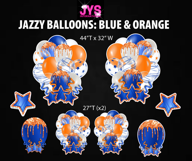 JAZZY BALLOONS: BLUE & ORANGE - Yard Card Signs by JYS International