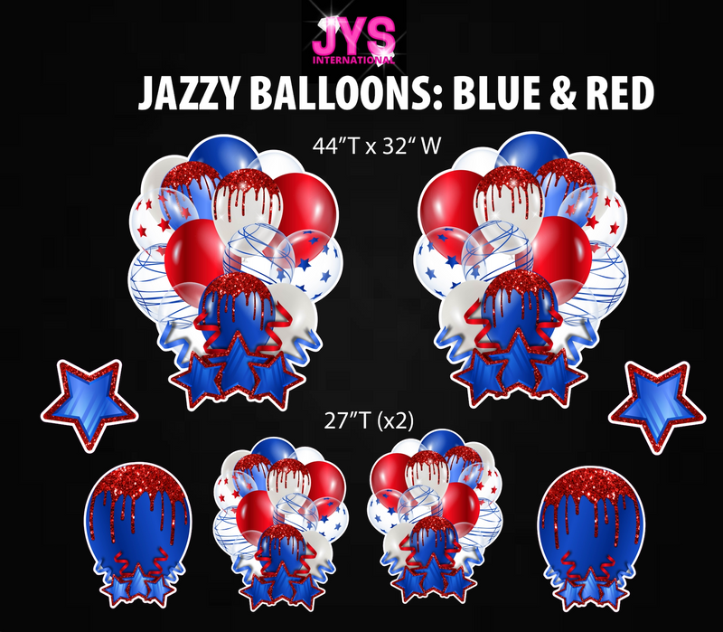 JAZZY BALLOONS: BLUE & RED - Yard Card Signs by JYS International