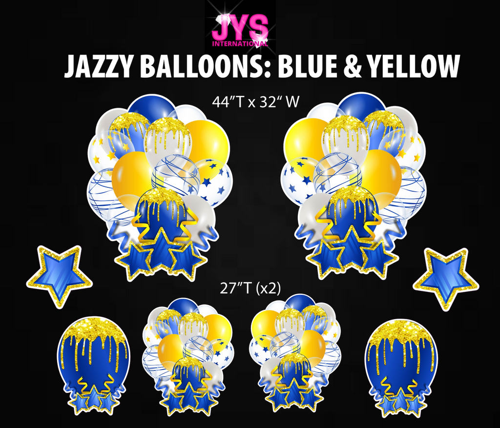 JAZZY BALLOONS: BLUE & YELLOW - Yard Card Signs by JYS International