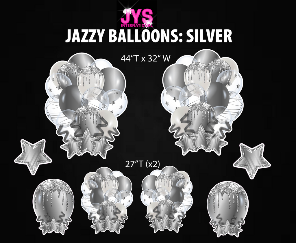 JAZZY BALLOONS: SILVER - Yard Card Signs by JYS International