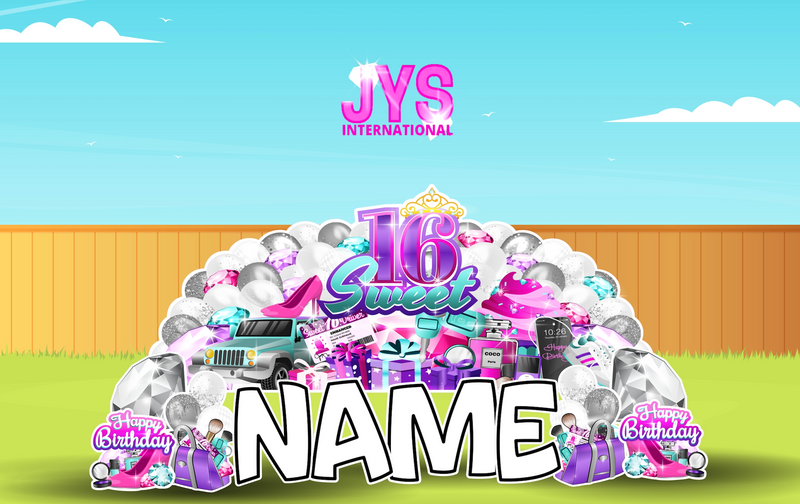 JYS OVERLOAD: SWEET 16 PINK, PURPLE & TEAL - Yard Card Signs by JYS International