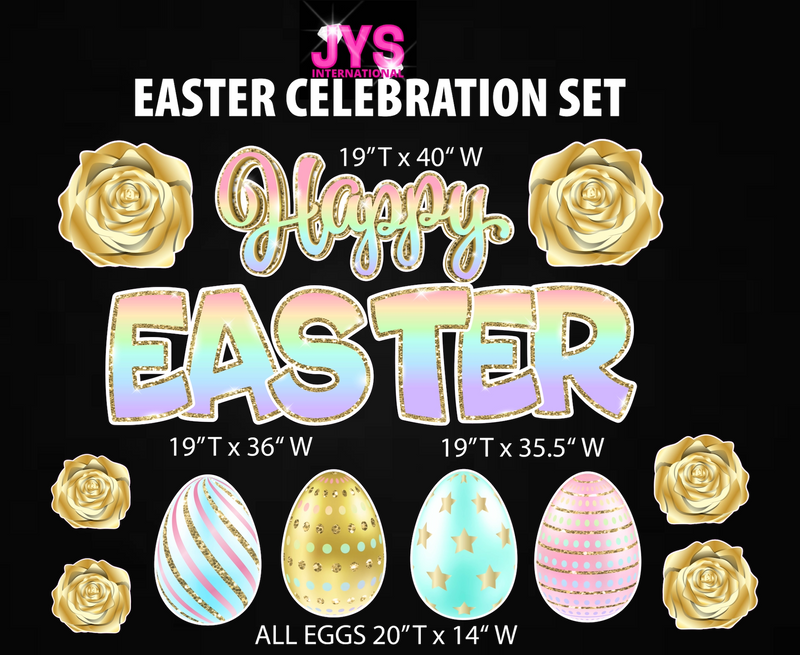 HAPPY EASTER PASTEL CELEBRATION SET - Yard Card Signs by JYS International