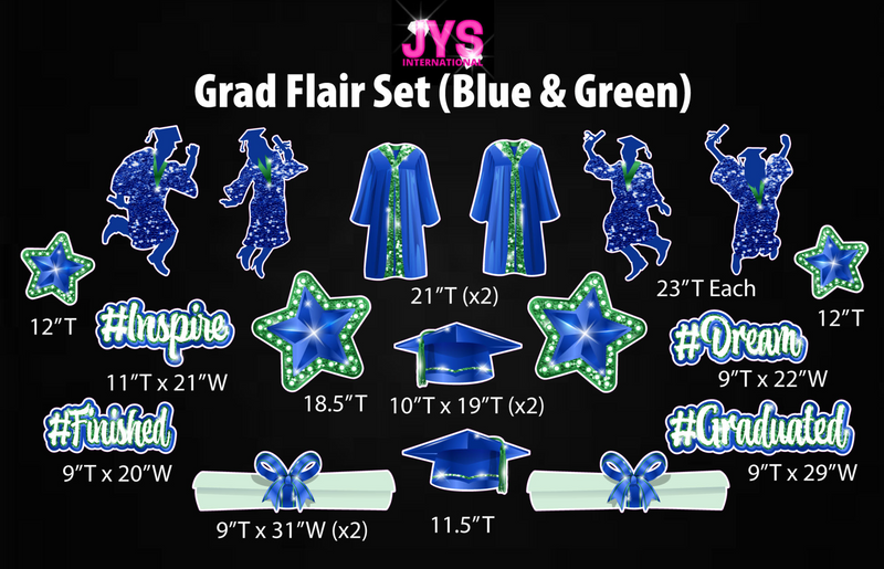 GRAD FLAIR: BLUE & GREEN - Yard Card Signs by JYS International