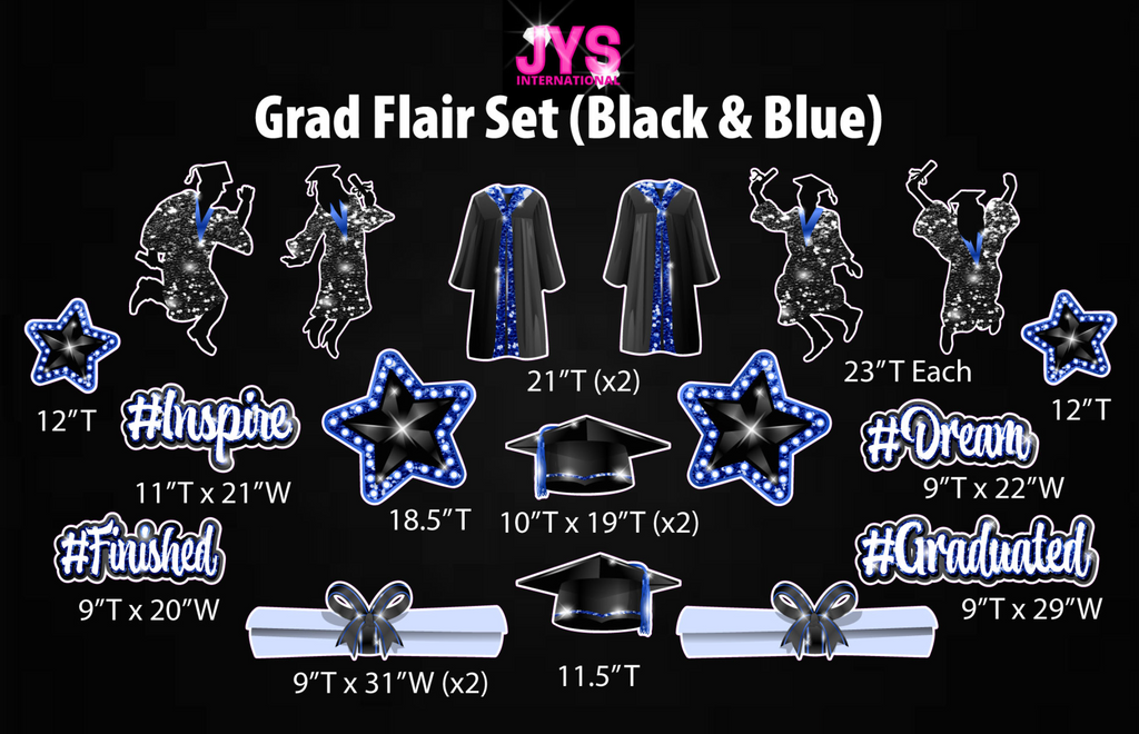 GRAD FLAIR: BLUE & BLACK - Yard Card Signs by JYS International