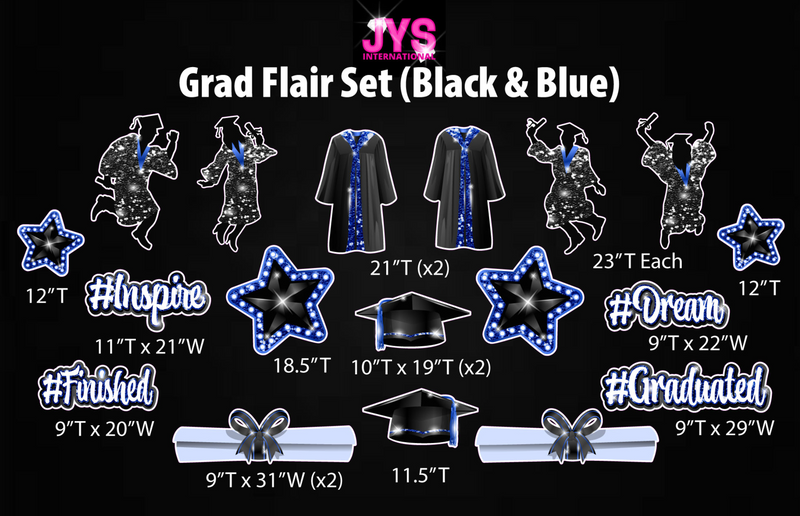 GRAD FLAIR: BLUE & BLACK - Yard Card Signs by JYS International