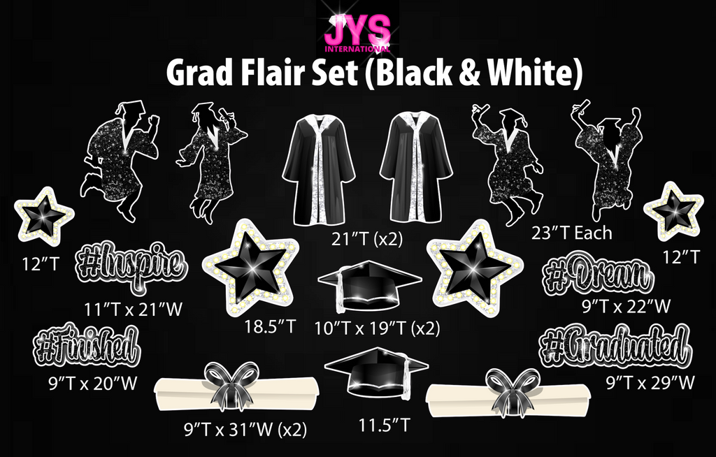 GRAD FLAIR: BLACK & WHITE - Yard Card Signs by JYS International