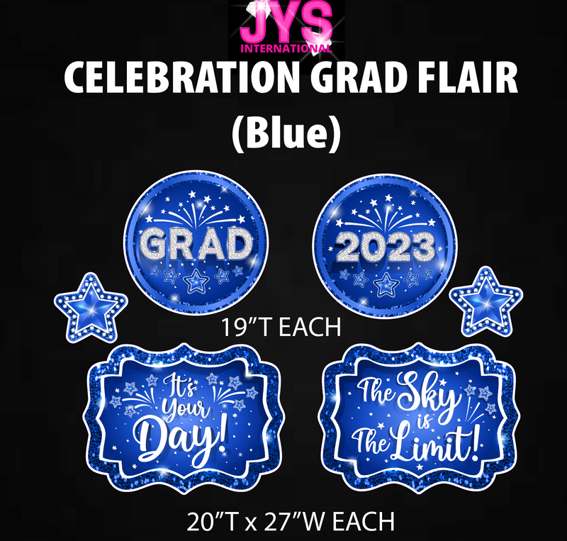 CELEBRATION GRAD FLAIR: BLUE (HALF SHEET) - Yard Card Signs by JYS International