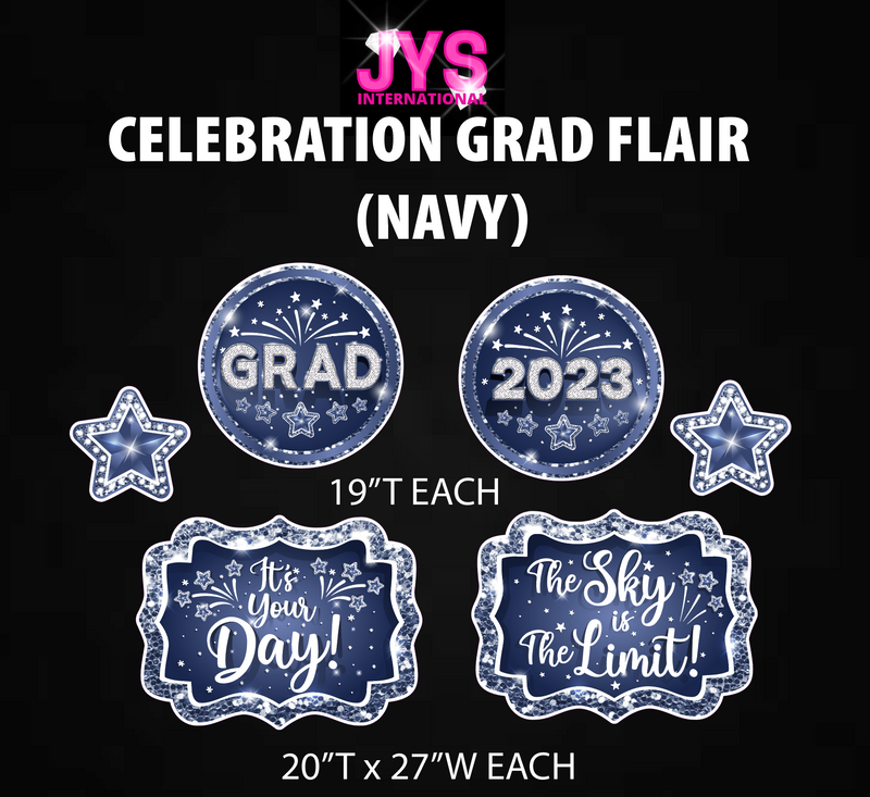 CELEBRATION GRAD FLAIR: NAVY (HALF SHEET) - Yard Card Signs by JYS International