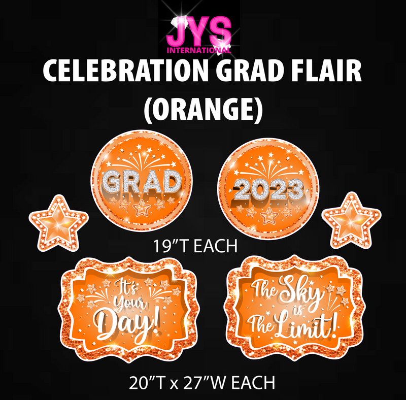 CELEBRATION GRAD FLAIR: ORANGE (HALF SHEET) - Yard Card Signs by JYS International