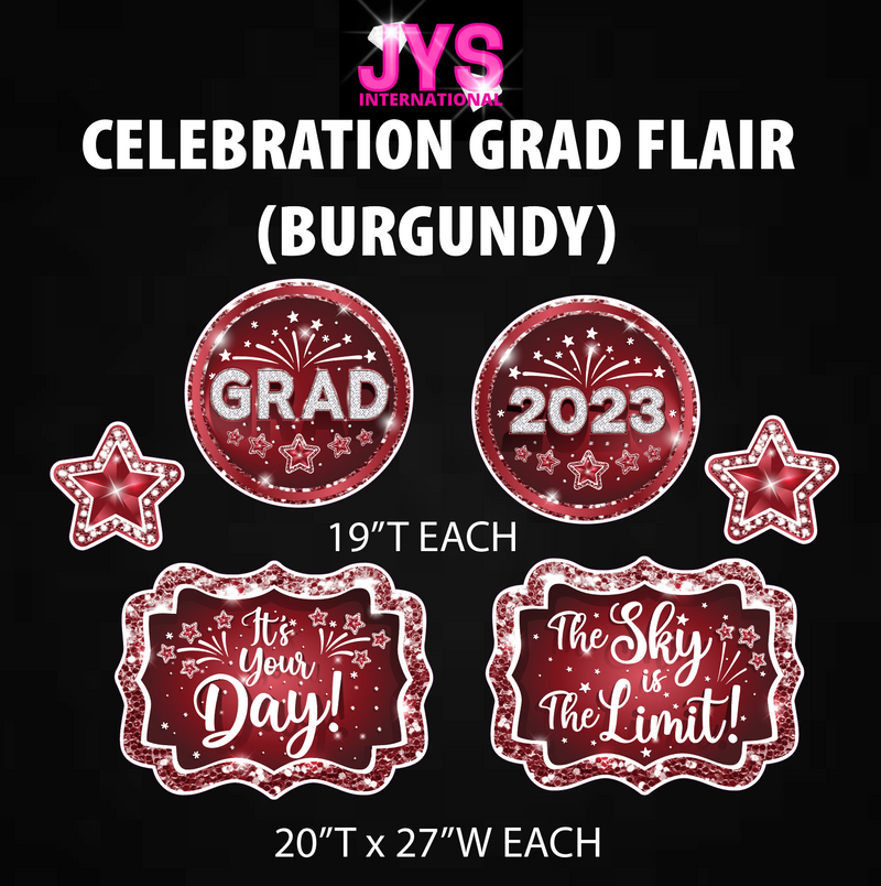 CELEBRATION GRAD FLAIR: BURGUNDY (HALF SHEET) - Yard Card Signs by JYS International