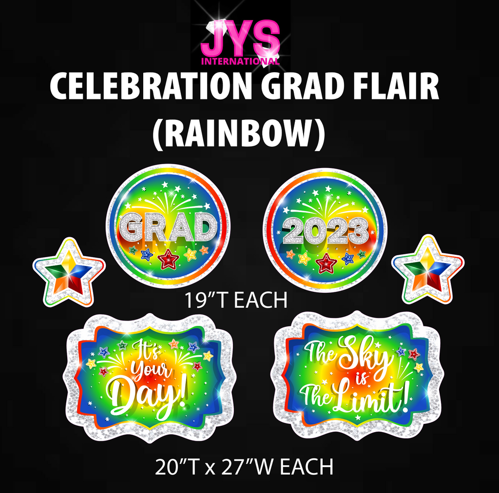 CELEBRATION GRAD FLAIR: RAINBOW (HALF SHEET) - Yard Card Signs by JYS International