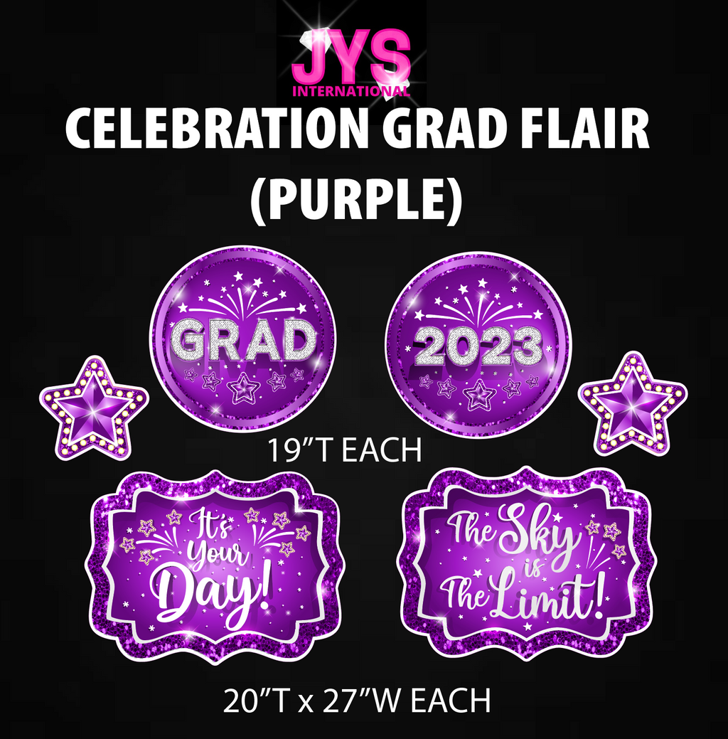 CELEBRATION GRAD FLAIR: PURPLE (HALF SHEET) - Yard Card Signs by JYS International