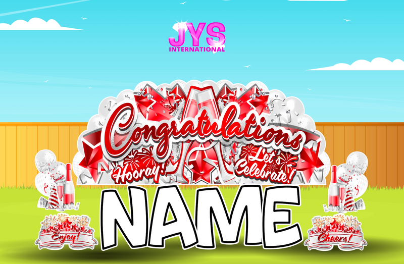 JYS OVERLOAD: RED CONGRATULATIONS - Yard Card Signs by JYS International