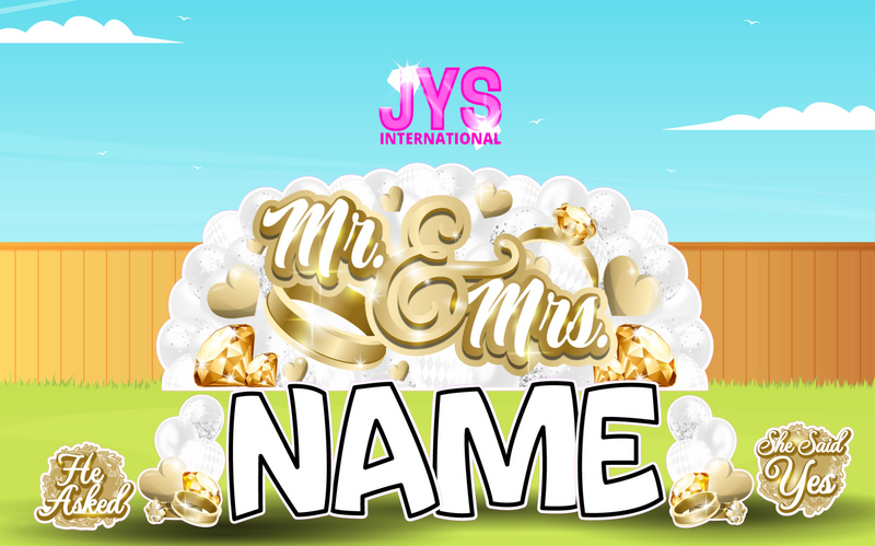 JYS OVERLOAD: GOLD MR. & MRS. (EZ FOLD) - Yard Card Signs by JYS International