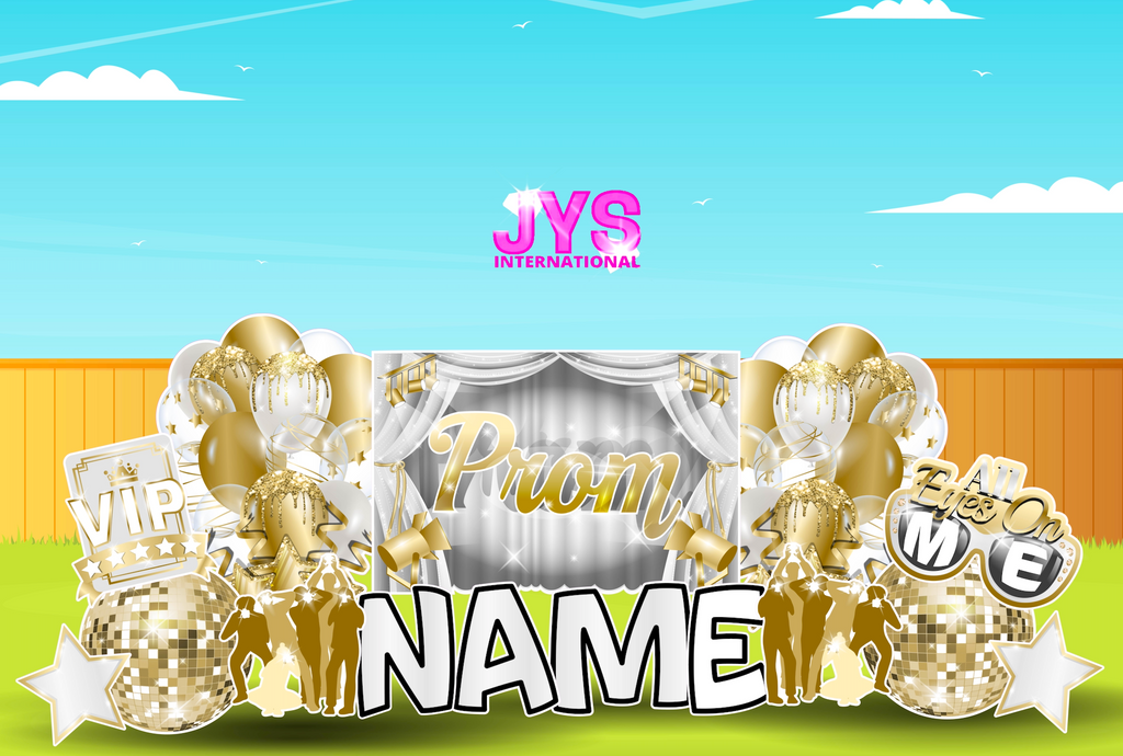 PROM QUICK SET: WHITE & GOLD - Yard Card Signs by JYS International