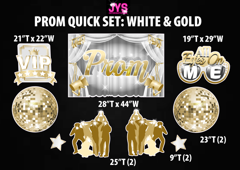 PROM QUICK SET: WHITE & GOLD - Yard Card Signs by JYS International