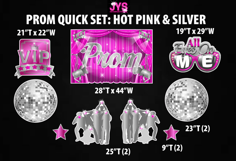 PROM QUICK SET: HOT PINK & SILVER - Yard Card Signs by JYS International