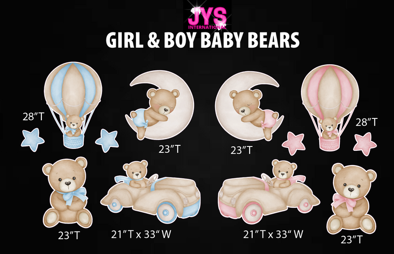 GIRL & BOY BABY BEARS - Yard Card Signs by JYS International