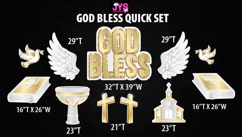 GOD BLESS QUICK SET - Yard Card Signs by JYS International