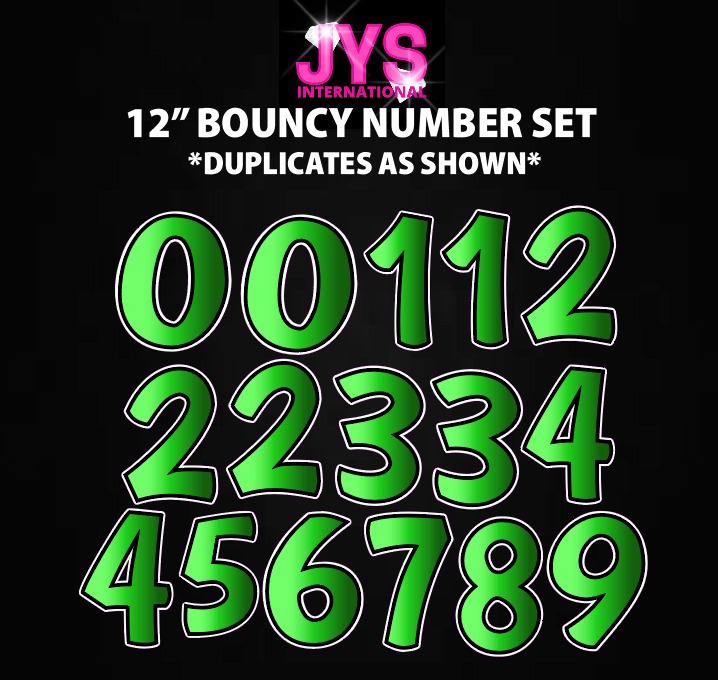 12" BOUNCY NUMBERS: HALF SHEET (Multiple Colors)