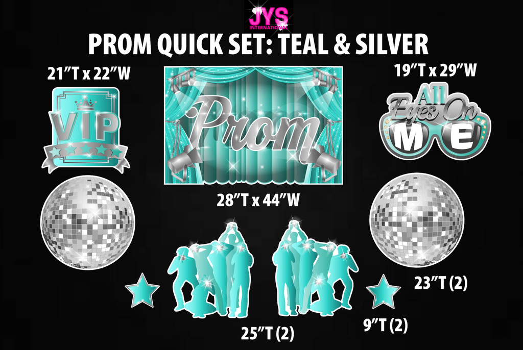 PROM QUICK SET: TEAL & SILVER - Yard Card Signs by JYS International