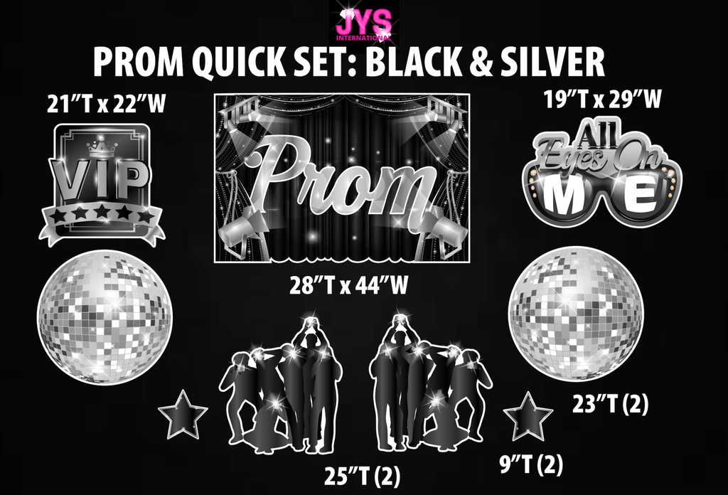 PROM QUICK SET: BLACK & SILVER - Yard Card Signs by JYS International