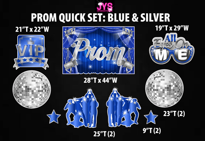 PROM QUICK SET: BLUE & SILVER - Yard Card Signs by JYS International